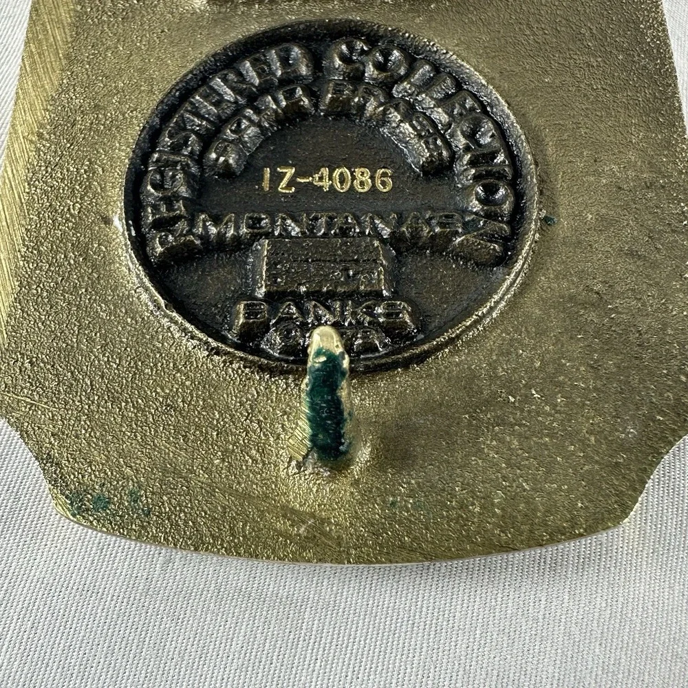 VTG Montana PROSPECTOR BELT  BUCKLE VINTAGE Solid Brass 1979 Bob Scriver